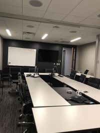 Office conference room with freshly painted walls